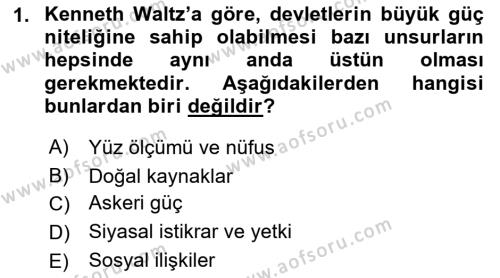 Strateji ve Güvenlik Dersi 2021 - 2022 Yılı Yaz Okulu Sınavı 1. Soru