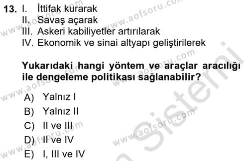 Strateji ve Güvenlik Dersi 2021 - 2022 Yılı Yaz Okulu Sınavı 13. Soru