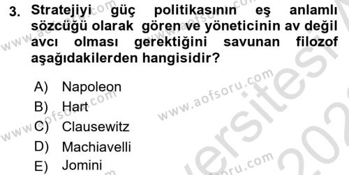 Strateji ve Güvenlik Dersi 2022 - 2023 Yılı (Vize) Ara Sınavı 3. Soru