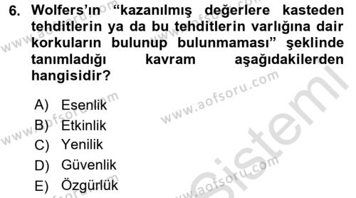 Strateji ve Güvenlik Dersi 2022 - 2023 Yılı (Vize) Ara Sınavı 6. Soru