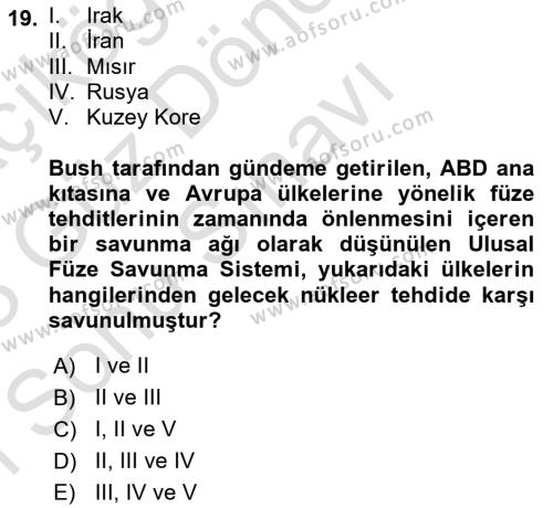 Strateji ve Güvenlik Dersi 2022 - 2023 Yılı (Final) Dönem Sonu Sınavı 19. Soru