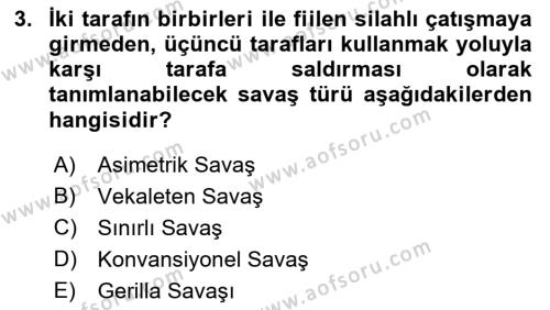 Strateji ve Güvenlik Dersi 2022 - 2023 Yılı (Final) Dönem Sonu Sınavı 3. Soru