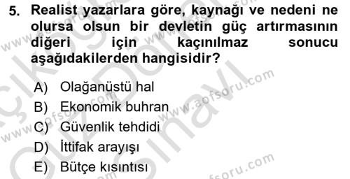 Strateji ve Güvenlik Dersi 2022 - 2023 Yılı (Final) Dönem Sonu Sınavı 5. Soru