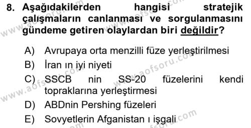 Strateji ve Güvenlik Dersi 2023 - 2024 Yılı (Vize) Ara Sınavı 8. Soru