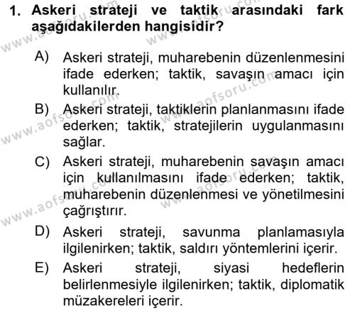 Strateji ve Güvenlik Dersi 2024 - 2025 Yılı (Vize) Ara Sınavı 1. Soru