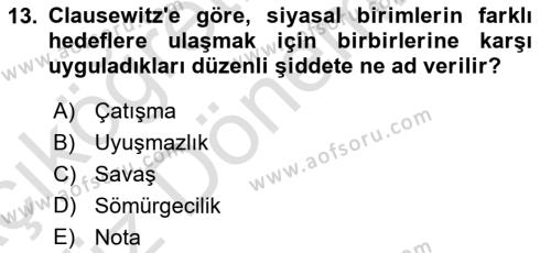 Strateji ve Güvenlik Dersi 2024 - 2025 Yılı (Vize) Ara Sınavı 13. Soru