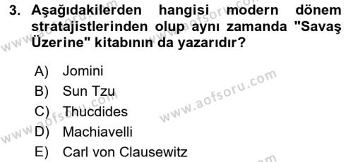 Strateji ve Güvenlik Dersi 2024 - 2025 Yılı (Vize) Ara Sınavı 3. Soru