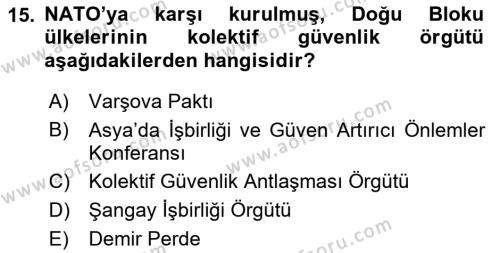 Uluslararası Örgütler Dersi 2021 - 2022 Yılı (Vize) Ara Sınavı 15. Soru