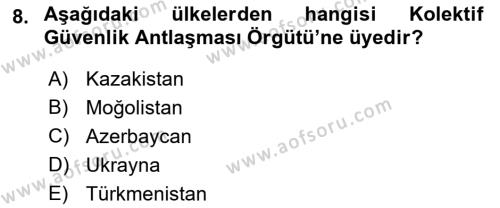 Uluslararası Örgütler Dersi 2021 - 2022 Yılı Yaz Okulu Sınavı 8. Soru