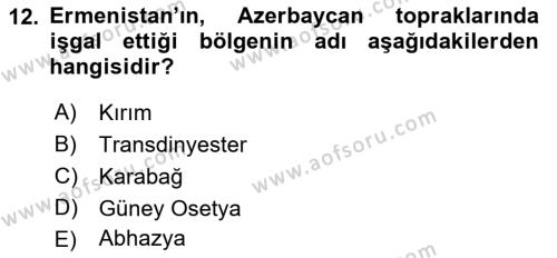 Uluslararası Örgütler Dersi 2022 - 2023 Yılı Yaz Okulu Sınavı 12. Soru