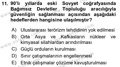 Uluslararası Örgütler Dersi 2023 - 2024 Yılı (Vize) Ara Sınavı 11. Soru