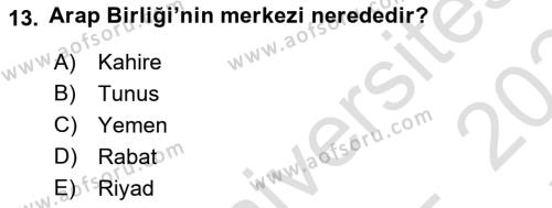 Uluslararası Örgütler Dersi 2023 - 2024 Yılı (Final) Dönem Sonu Sınavı 13. Soru