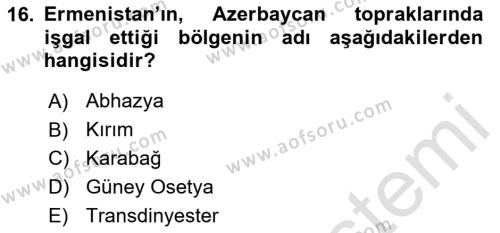 Uluslararası Örgütler Dersi 2023 - 2024 Yılı (Final) Dönem Sonu Sınavı 16. Soru