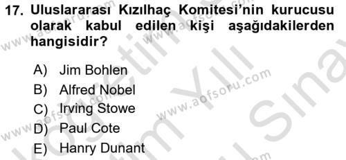 Uluslararası Örgütler Dersi 2023 - 2024 Yılı (Final) Dönem Sonu Sınavı 17. Soru