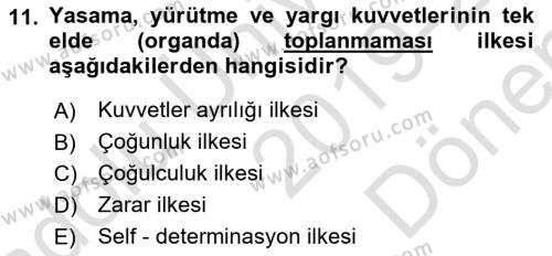 İnsan Hakları ve Demokratikleşme Süreci Dersi 2019 - 2020 Yılı (Final) Dönem Sonu Sınavı 11. Soru