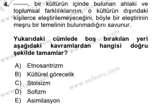 İnsan Hakları ve Demokratikleşme Süreci Dersi 2019 - 2020 Yılı (Final) Dönem Sonu Sınavı 4. Soru