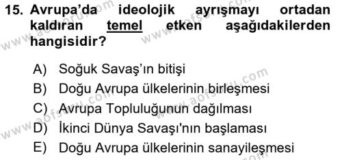 İnsan Hakları ve Demokratikleşme Süreci Dersi 2020 - 2021 Yılı Yaz Okulu Sınavı 15. Soru