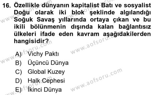 İnsan Hakları ve Demokratikleşme Süreci Dersi 2020 - 2021 Yılı Yaz Okulu Sınavı 16. Soru