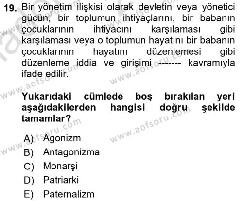 İnsan Hakları ve Demokratikleşme Süreci Dersi 2021 - 2022 Yılı (Vize) Ara Sınavı 19. Soru