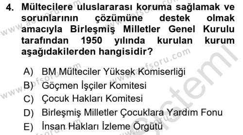 İnsan Hakları ve Demokratikleşme Süreci Dersi 2021 - 2022 Yılı (Vize) Ara Sınavı 4. Soru