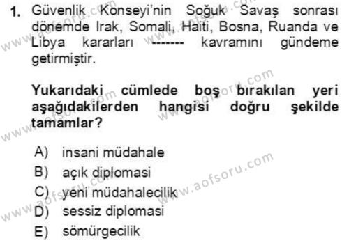 İnsan Hakları ve Demokratikleşme Süreci Dersi 2021 - 2022 Yılı (Final) Dönem Sonu Sınavı 1. Soru