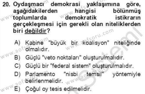 İnsan Hakları ve Demokratikleşme Süreci Dersi 2021 - 2022 Yılı (Final) Dönem Sonu Sınavı 20. Soru