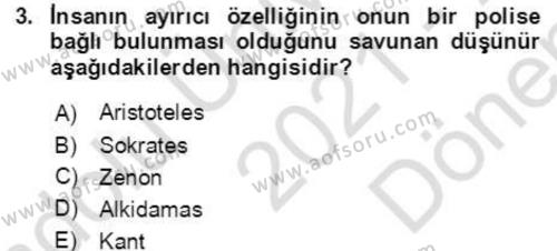 İnsan Hakları ve Demokratikleşme Süreci Dersi 2021 - 2022 Yılı (Final) Dönem Sonu Sınavı 3. Soru