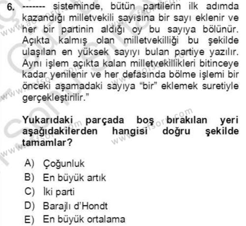 İnsan Hakları ve Demokratikleşme Süreci Dersi 2021 - 2022 Yılı (Final) Dönem Sonu Sınavı 6. Soru