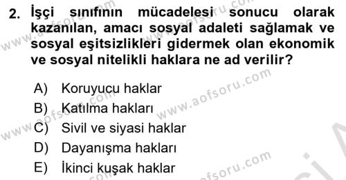 İnsan Hakları ve Demokratikleşme Süreci Dersi 2022 - 2023 Yılı (Vize) Ara Sınavı 2. Soru