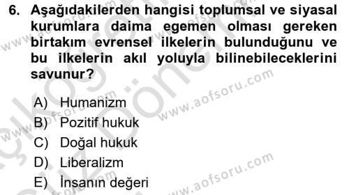 İnsan Hakları ve Demokratikleşme Süreci Dersi 2022 - 2023 Yılı (Vize) Ara Sınavı 6. Soru