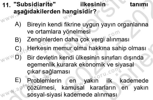 İnsan Hakları ve Demokratikleşme Süreci Dersi 2022 - 2023 Yılı (Final) Dönem Sonu Sınavı 11. Soru