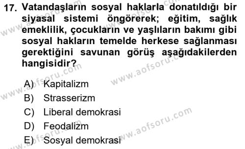 İnsan Hakları ve Demokratikleşme Süreci Dersi 2022 - 2023 Yılı (Final) Dönem Sonu Sınavı 17. Soru