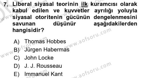 İnsan Hakları ve Demokratikleşme Süreci Dersi 2022 - 2023 Yılı Yaz Okulu Sınavı 7. Soru