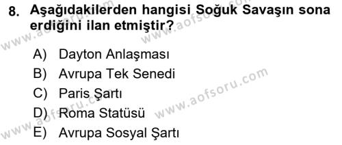 İnsan Hakları ve Demokratikleşme Süreci Dersi 2022 - 2023 Yılı Yaz Okulu Sınavı 8. Soru