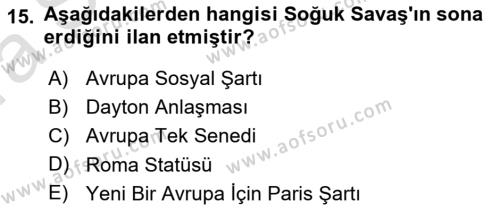 İnsan Hakları ve Demokratikleşme Süreci Dersi 2023 - 2024 Yılı (Vize) Ara Sınavı 15. Soru