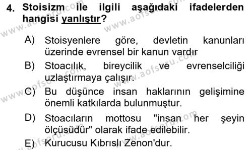 İnsan Hakları ve Demokratikleşme Süreci Dersi 2023 - 2024 Yılı (Vize) Ara Sınavı 4. Soru