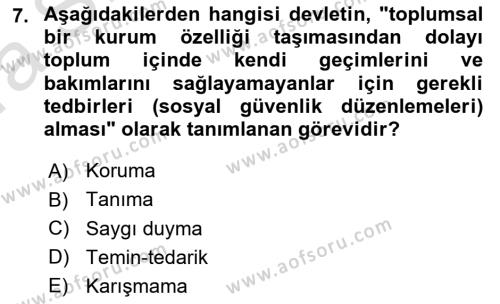 İnsan Hakları ve Demokratikleşme Süreci Dersi 2023 - 2024 Yılı (Vize) Ara Sınavı 7. Soru