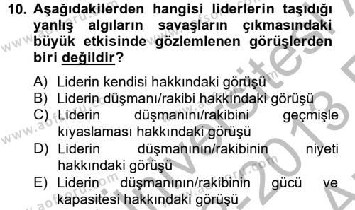Diş Politika Analizi Dersi 2012 - 2013 Yılı (Vize) Ara Sınavı 10. Soru