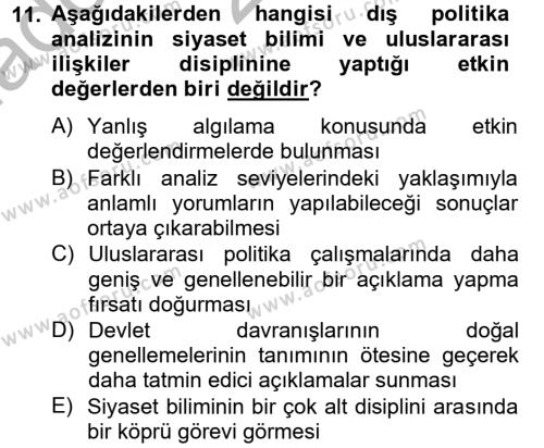 Diş Politika Analizi Dersi 2012 - 2013 Yılı (Vize) Ara Sınavı 11. Soru