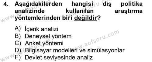 Diş Politika Analizi Dersi 2012 - 2013 Yılı (Vize) Ara Sınavı 4. Soru