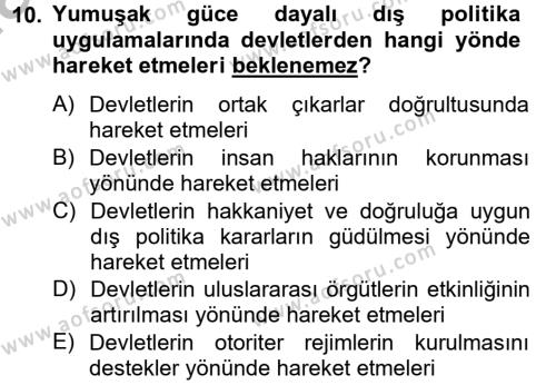 Diş Politika Analizi Dersi 2012 - 2013 Yılı (Final) Dönem Sonu Sınavı 10. Soru