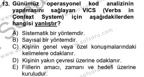Diş Politika Analizi Dersi 2012 - 2013 Yılı (Final) Dönem Sonu Sınavı 13. Soru