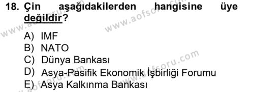 Diş Politika Analizi Dersi 2012 - 2013 Yılı (Final) Dönem Sonu Sınavı 18. Soru