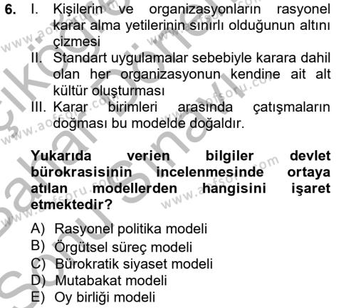 Diş Politika Analizi Dersi 2012 - 2013 Yılı (Final) Dönem Sonu Sınavı 6. Soru