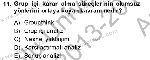 Diş Politika Analizi Dersi 2013 - 2014 Yılı (Vize) Ara Sınavı 11. Soru
