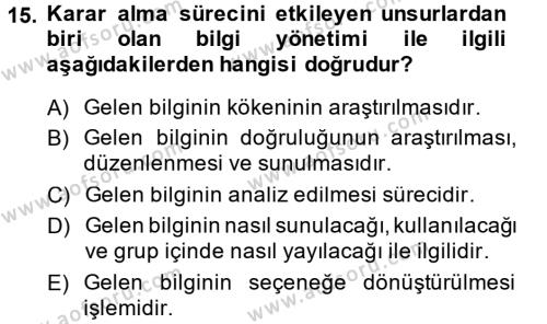 Diş Politika Analizi Dersi 2013 - 2014 Yılı (Vize) Ara Sınavı 15. Soru