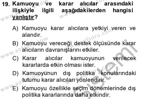 Diş Politika Analizi Dersi 2013 - 2014 Yılı (Vize) Ara Sınavı 19. Soru