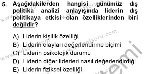Diş Politika Analizi Dersi 2013 - 2014 Yılı (Vize) Ara Sınavı 5. Soru