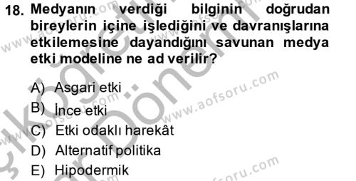 Diş Politika Analizi Dersi 2014 - 2015 Yılı (Vize) Ara Sınavı 18. Soru