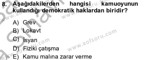 Diş Politika Analizi Dersi 2014 - 2015 Yılı (Vize) Ara Sınavı 8. Soru